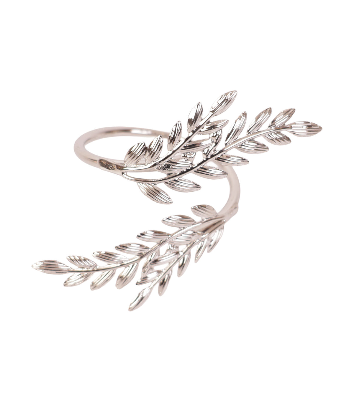 Leaf Set of 4 Napkin Rings Square Silver