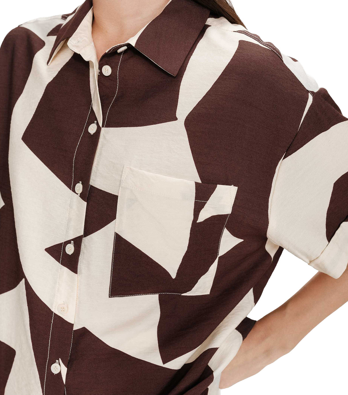 Veil Graphic-Print Shirt Chocolate