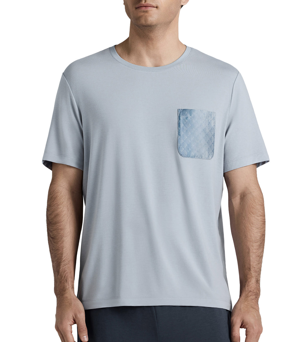 Men's Cooling Modal Lounge Short-Sleeve Top and Shorts Set Blue