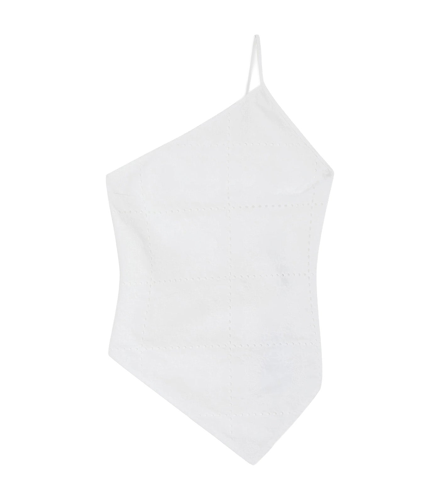 Waiting Asymmetric Embroidered Cotton Halter Top White