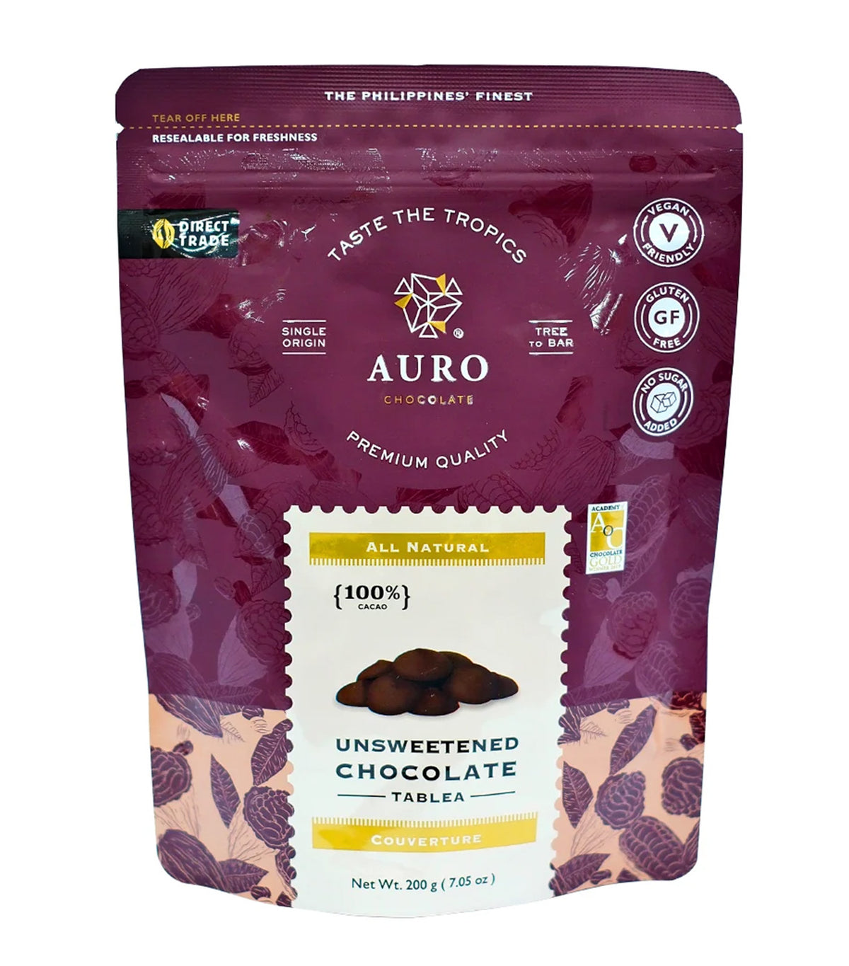 100% Cacao Unsweetened Chocolate Tablea Coins (200G Pouch)