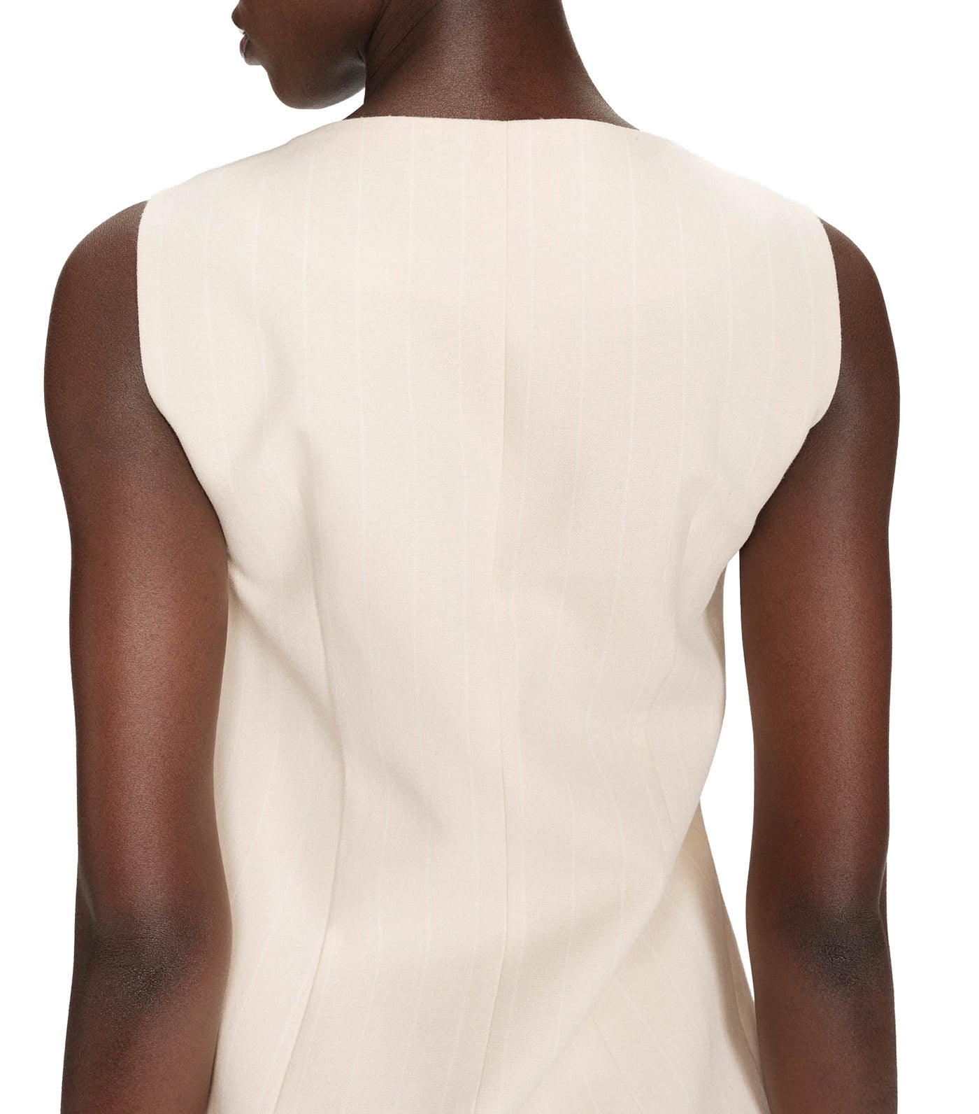 Vic Sleeveless Striped Linen Vest Vanilla