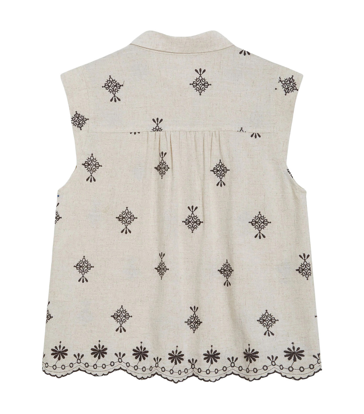 Wisenna Patterned Sleeveless Shirt Chocolate