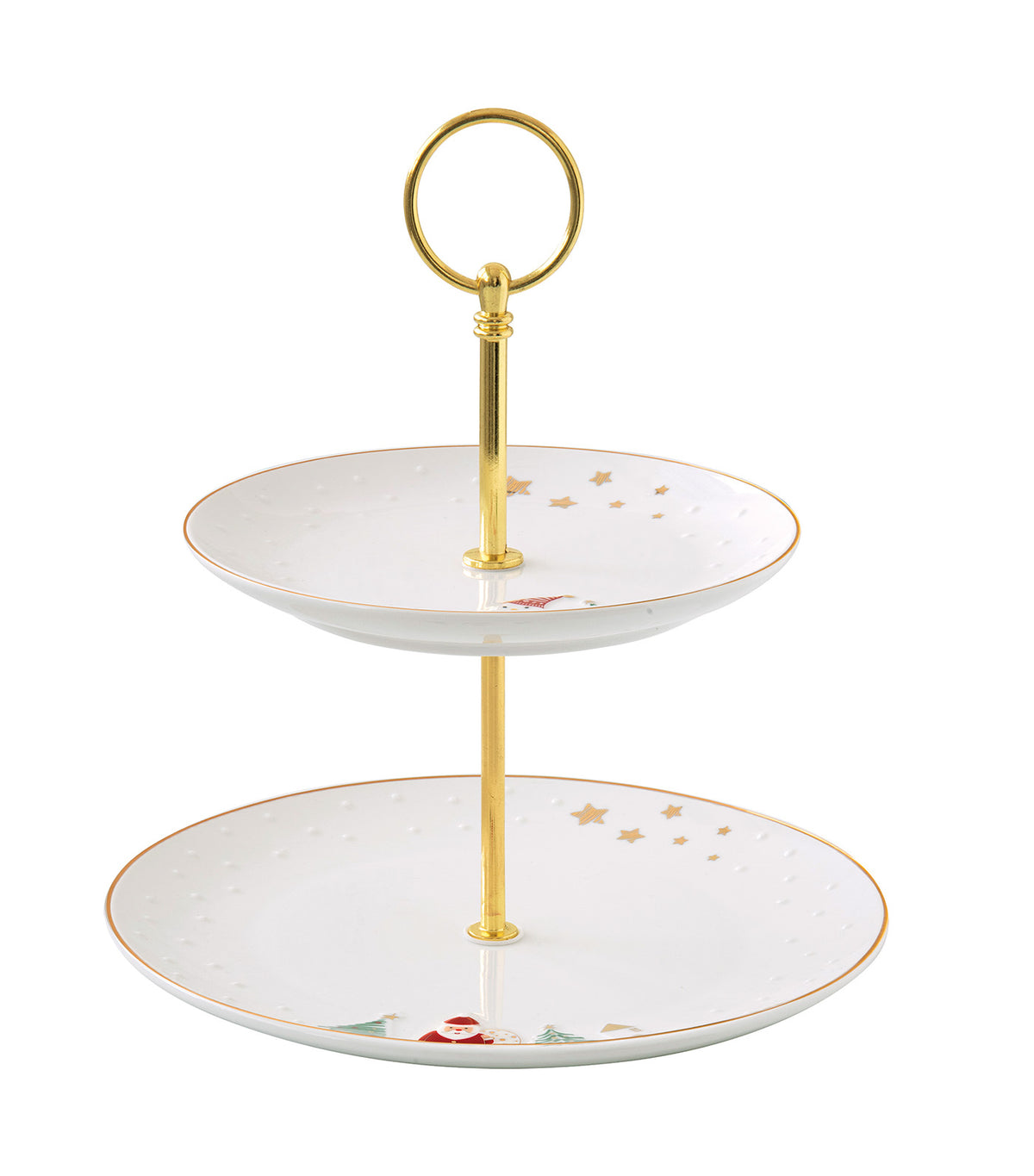 Let It Snow Porcelain 2-Tier Cake Plate with Embossed Design