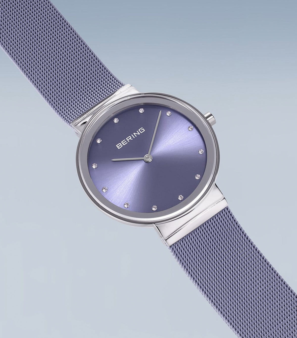 10135-908 Women's Steel Mesh Quartz Watch Silver/Lavender