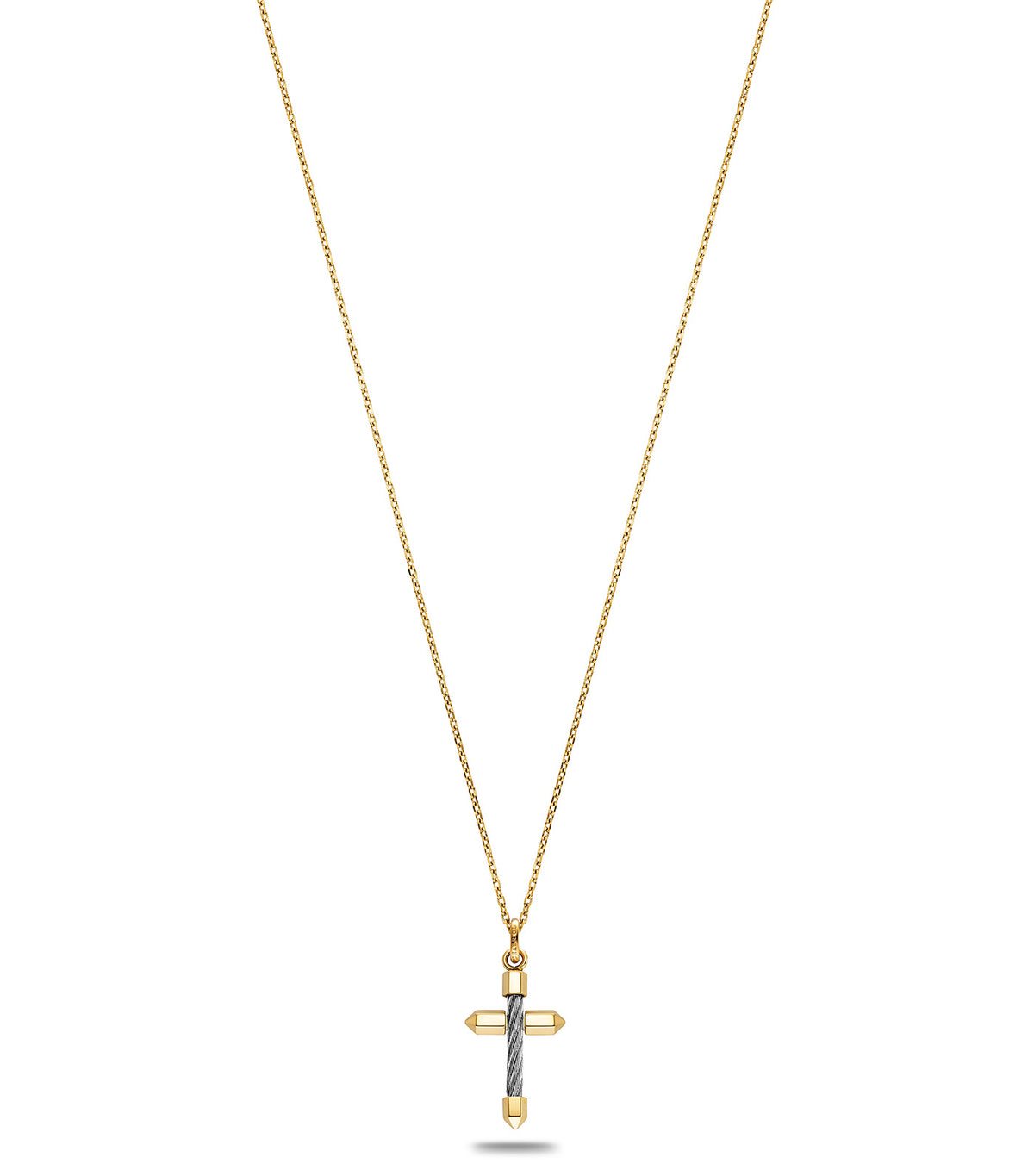 Celtic Cross Necklace Yellow Gold and Stainless Steel