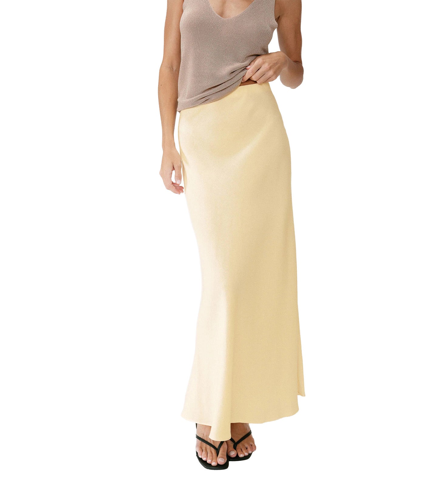 Winda High-Waisted Flared Maxi Skirt Yellow