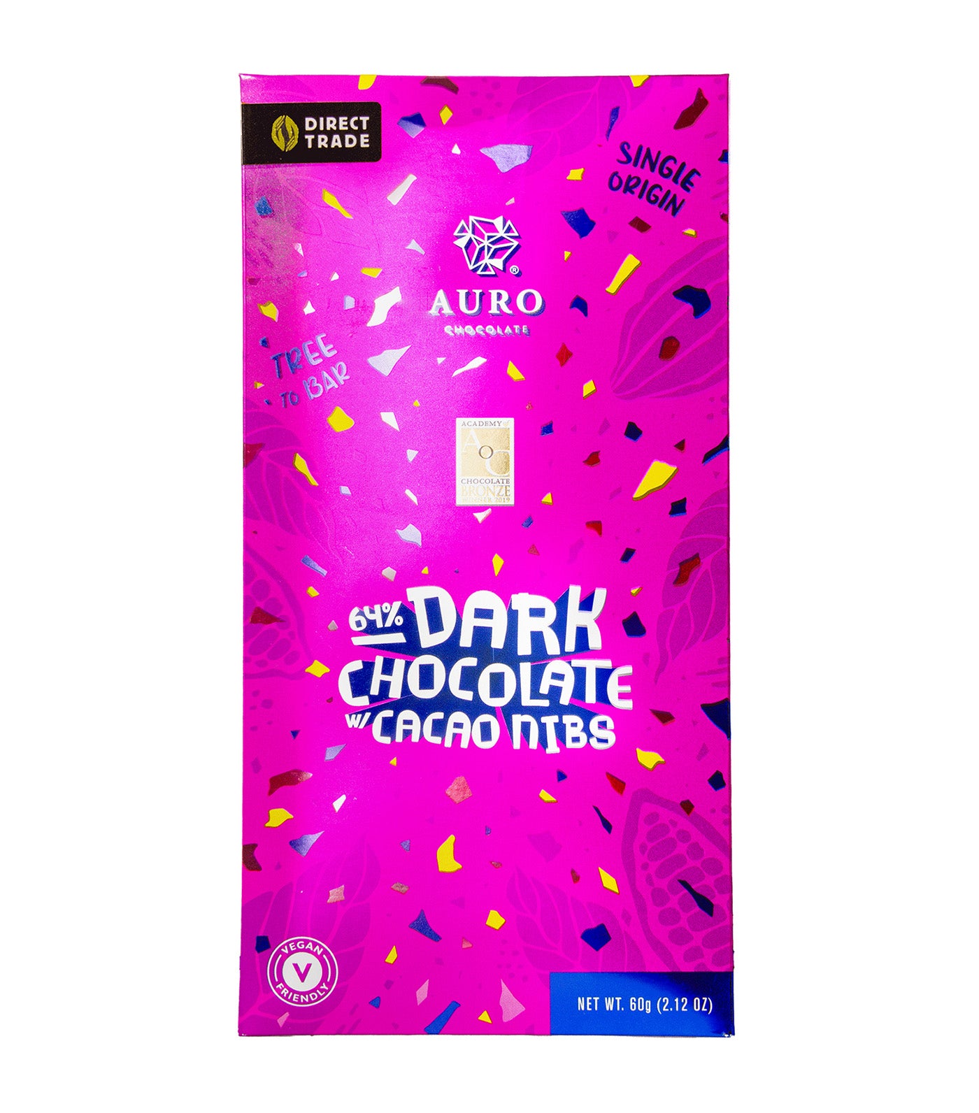 64% Dark Chocolate w/ Nibs 60g