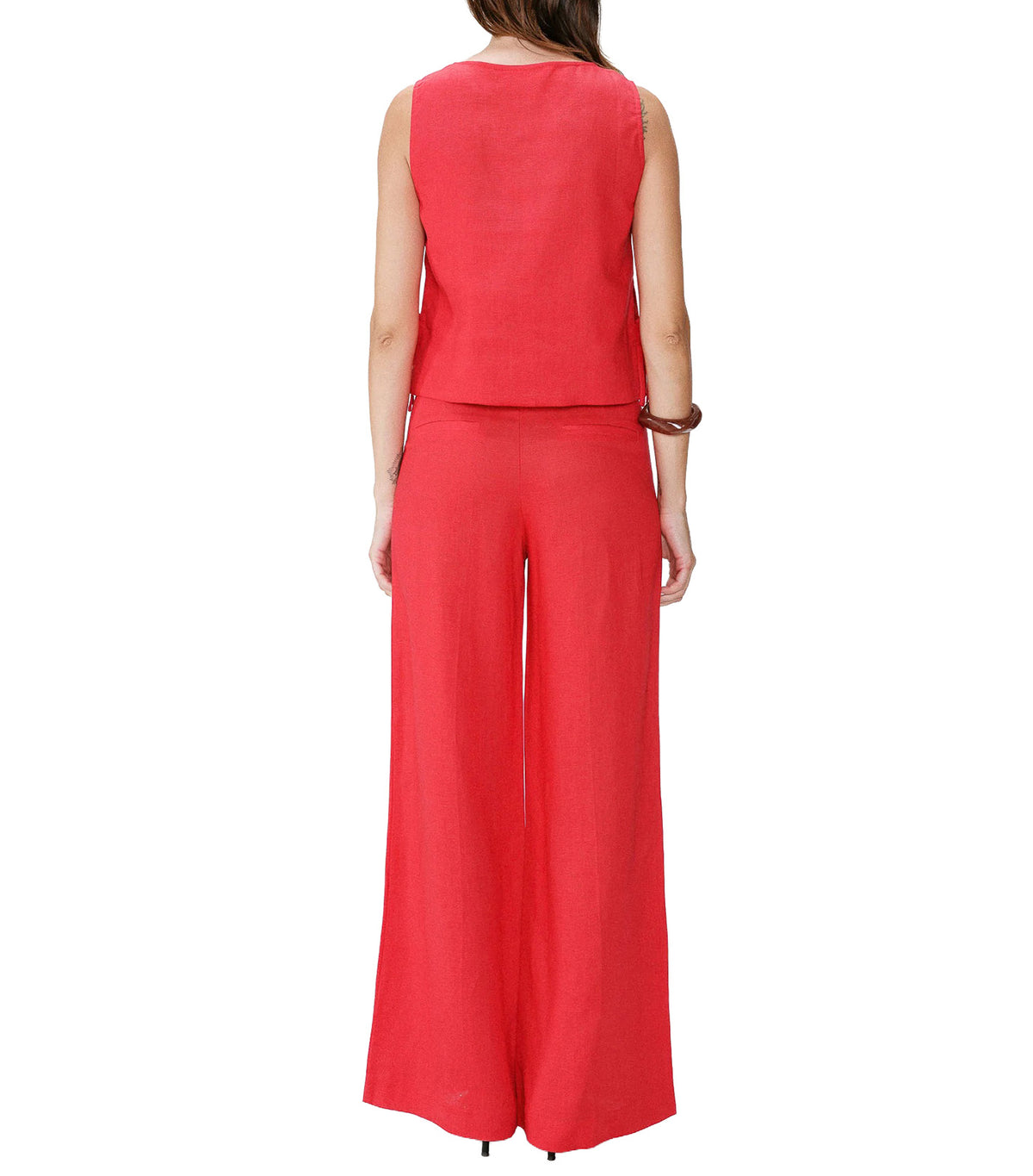 Wesca Straight-Cut Sleeveless Tie-Front Top Red