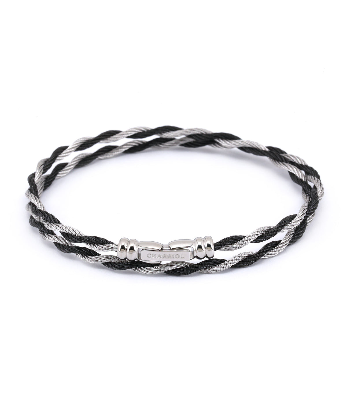 Love Double Twist Bangle Stainless Steel and Black