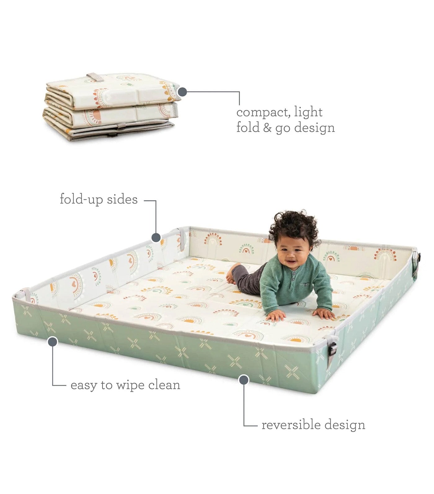 Foldable Soft Foam Mat Beige/Green