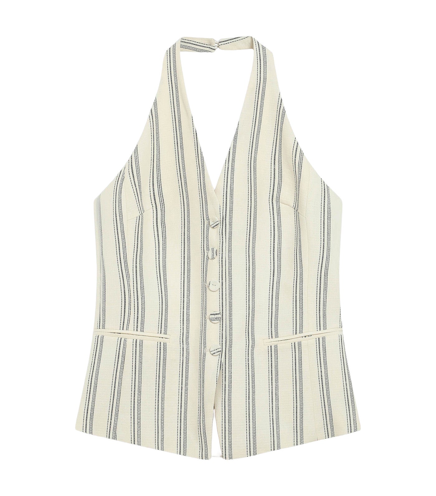 Winika Striped Backless V-Neck Tailored Waistcoat
