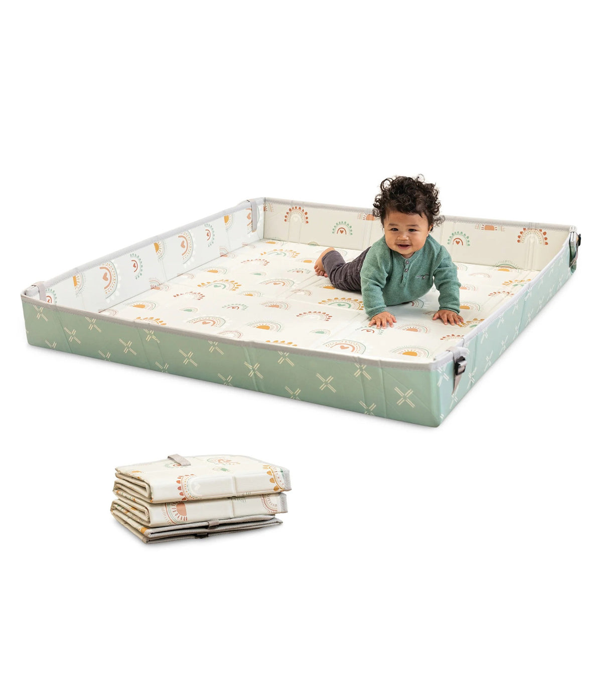 Foldable Soft Foam Mat Beige/Green