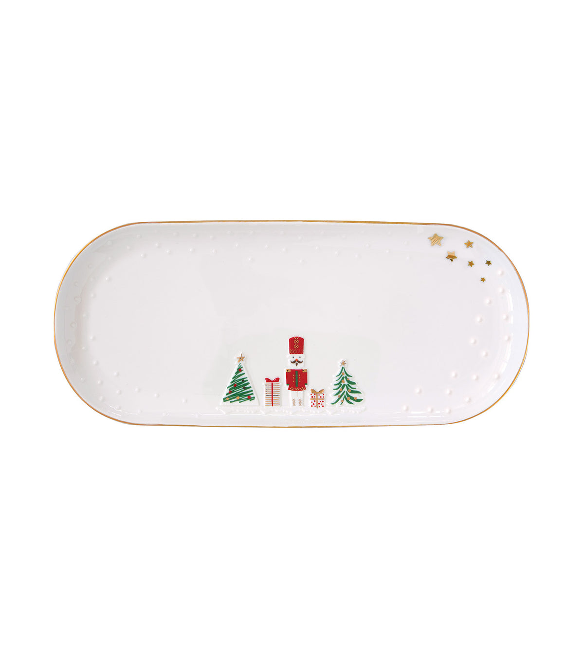 Let It Snow Porcelain Serving Platter with Embossed Design