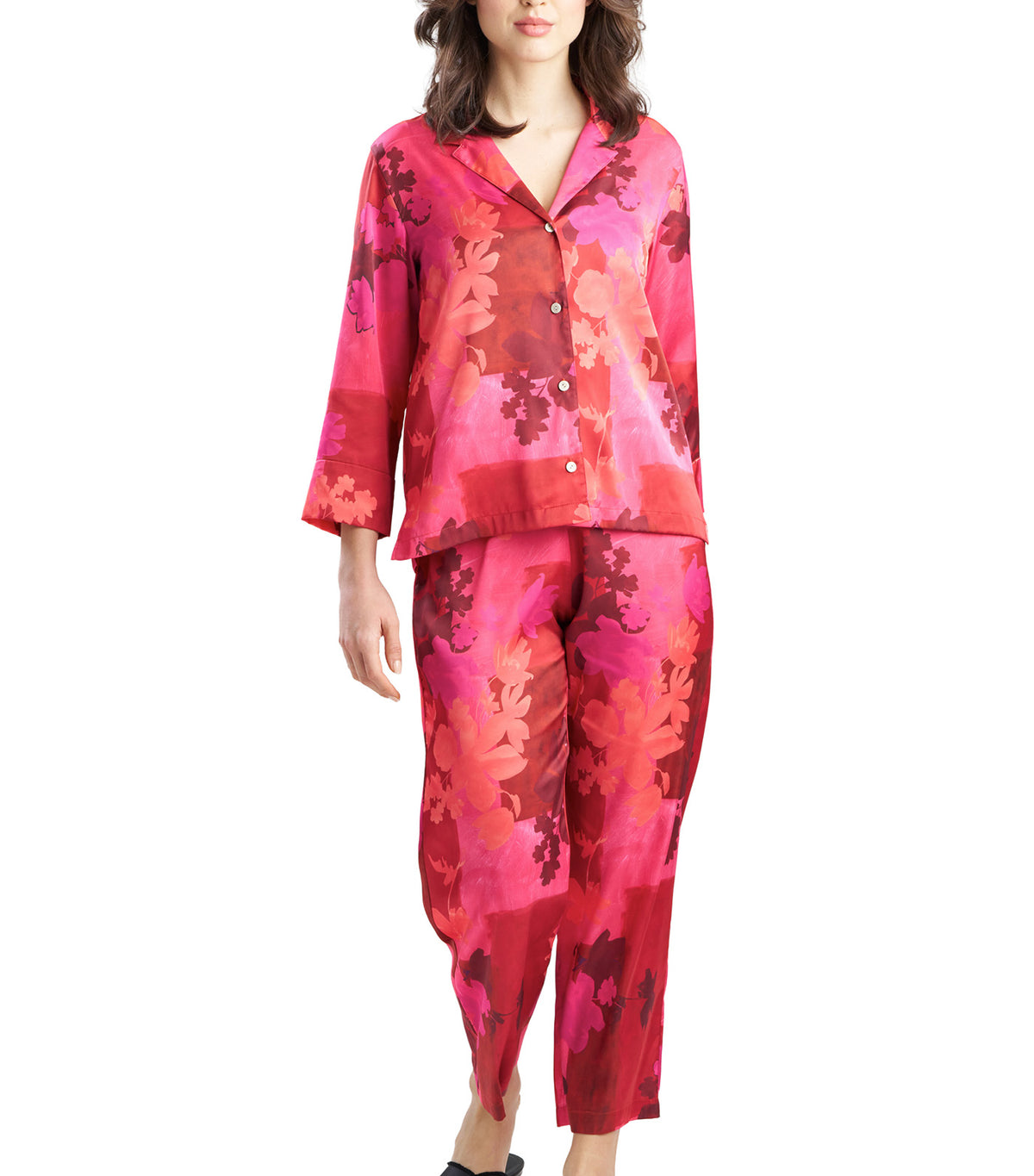 Coromandel Printed Stretch Satin Notch Pajama Set Mag