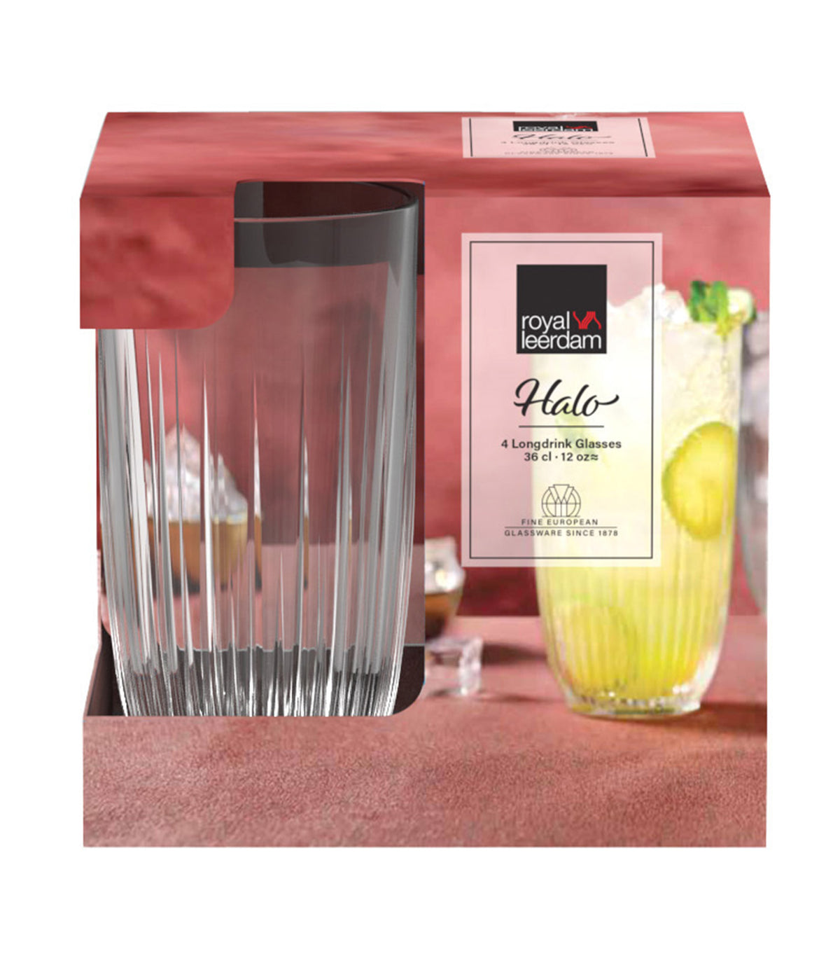 Halo Longdrink Glass 36cl Set of 4 Transparent