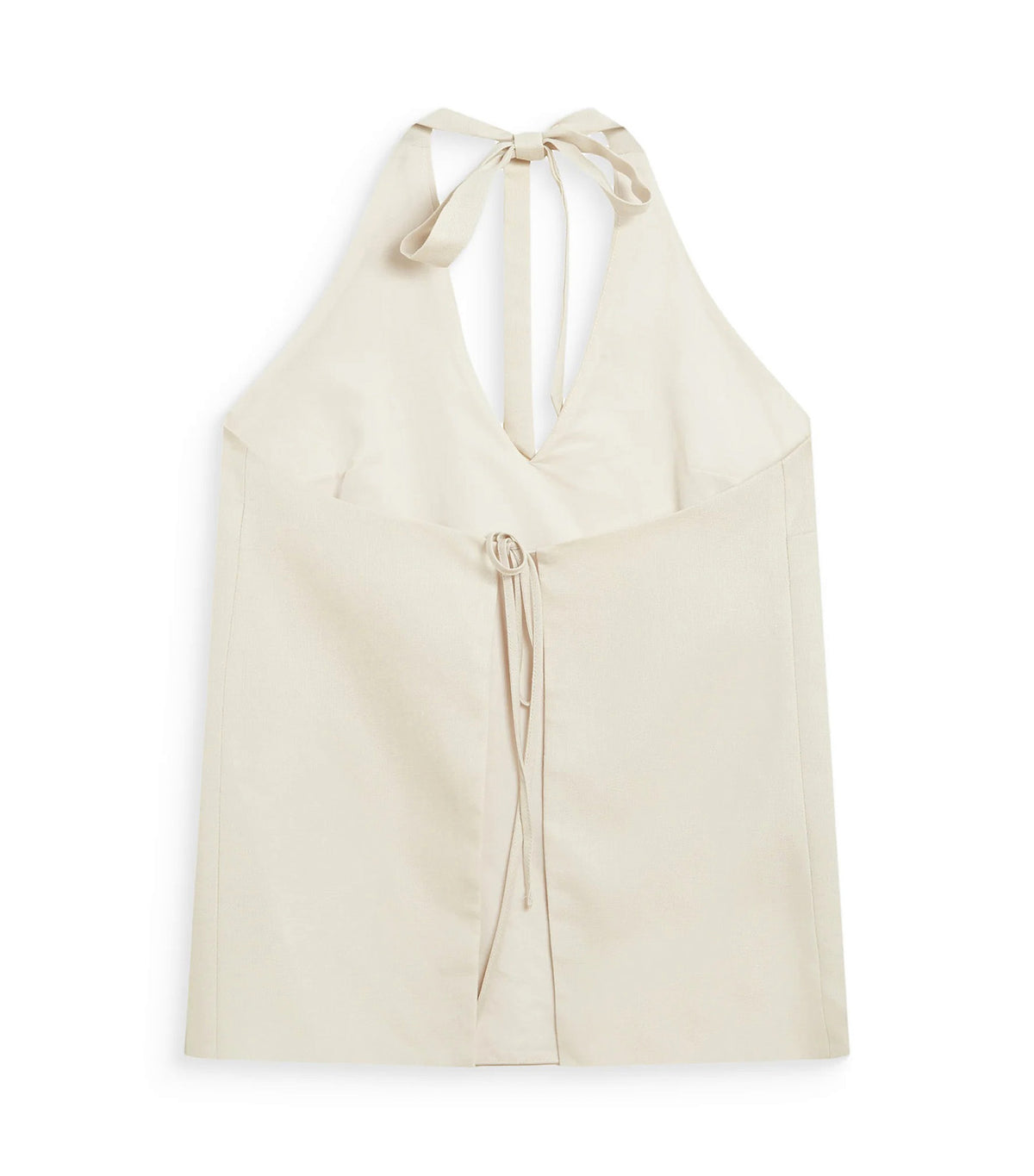 Wise Linen V-Neck Halter Tie-Front Top Sand