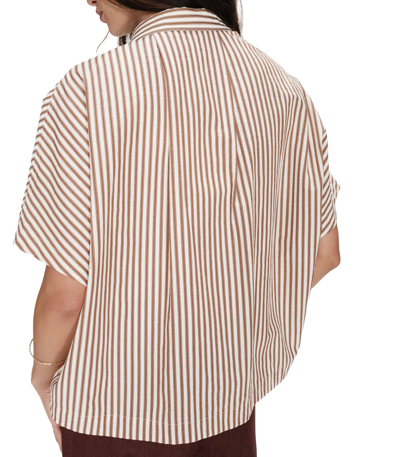 Vercia Loose Short-Sleeved Striped Shirt Mocha