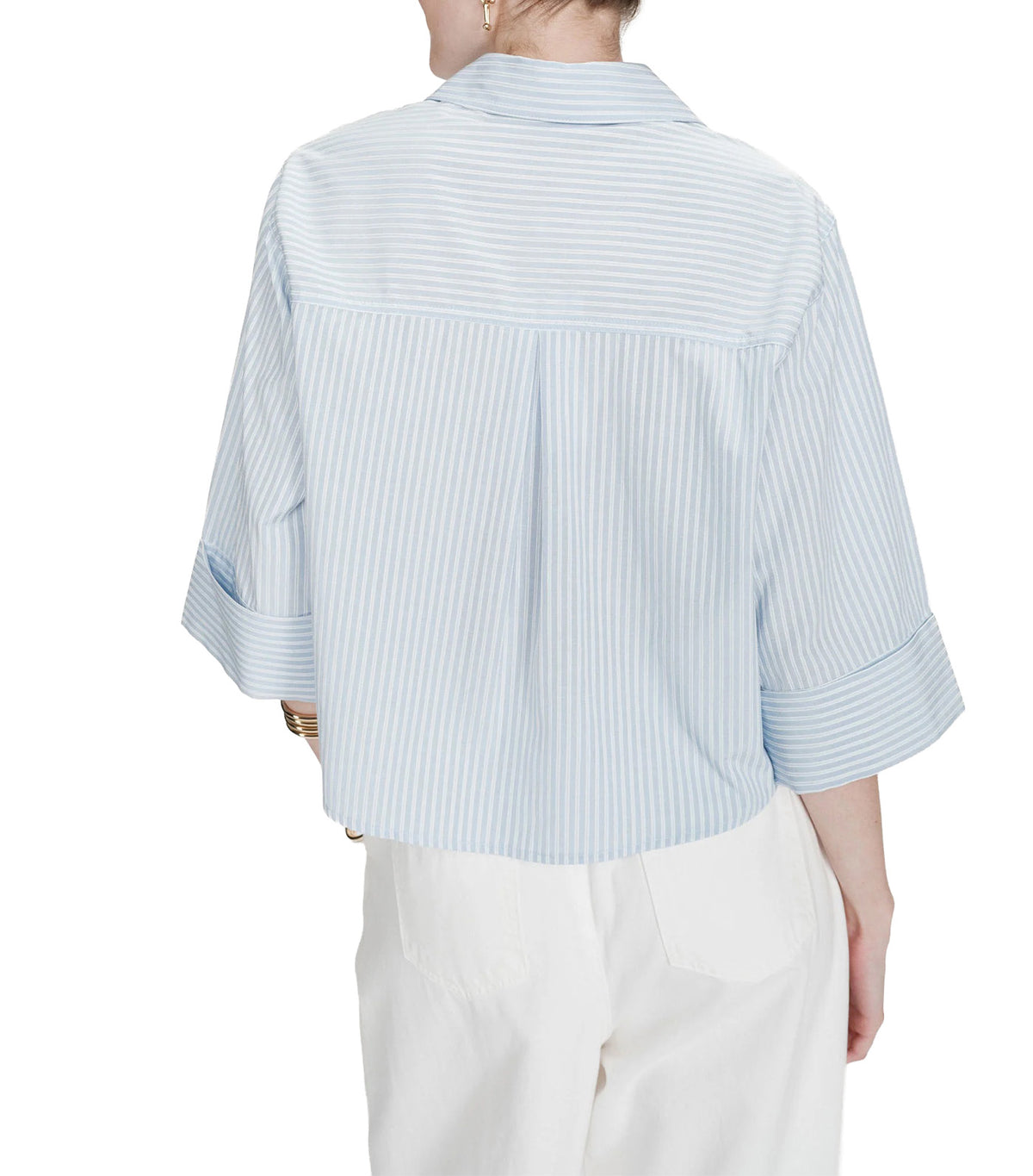 Voice Short Striped Shirt Sky Blue