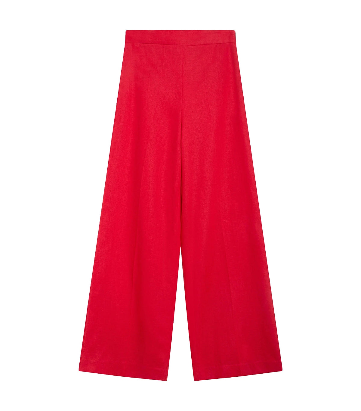 Wesley High-Waisted Wide-Leg Linen Trousers Red