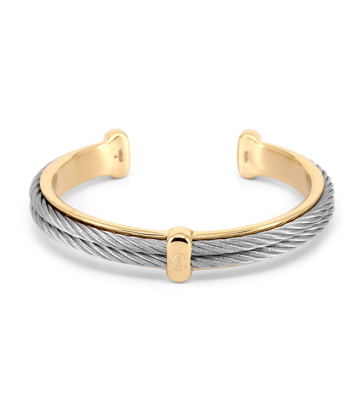 Celtic Nomade Bangle Stainless Steel and Yellow Gold