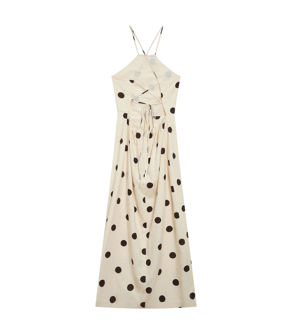 Wyella Fitted Polka Dot Long Dress Ecru