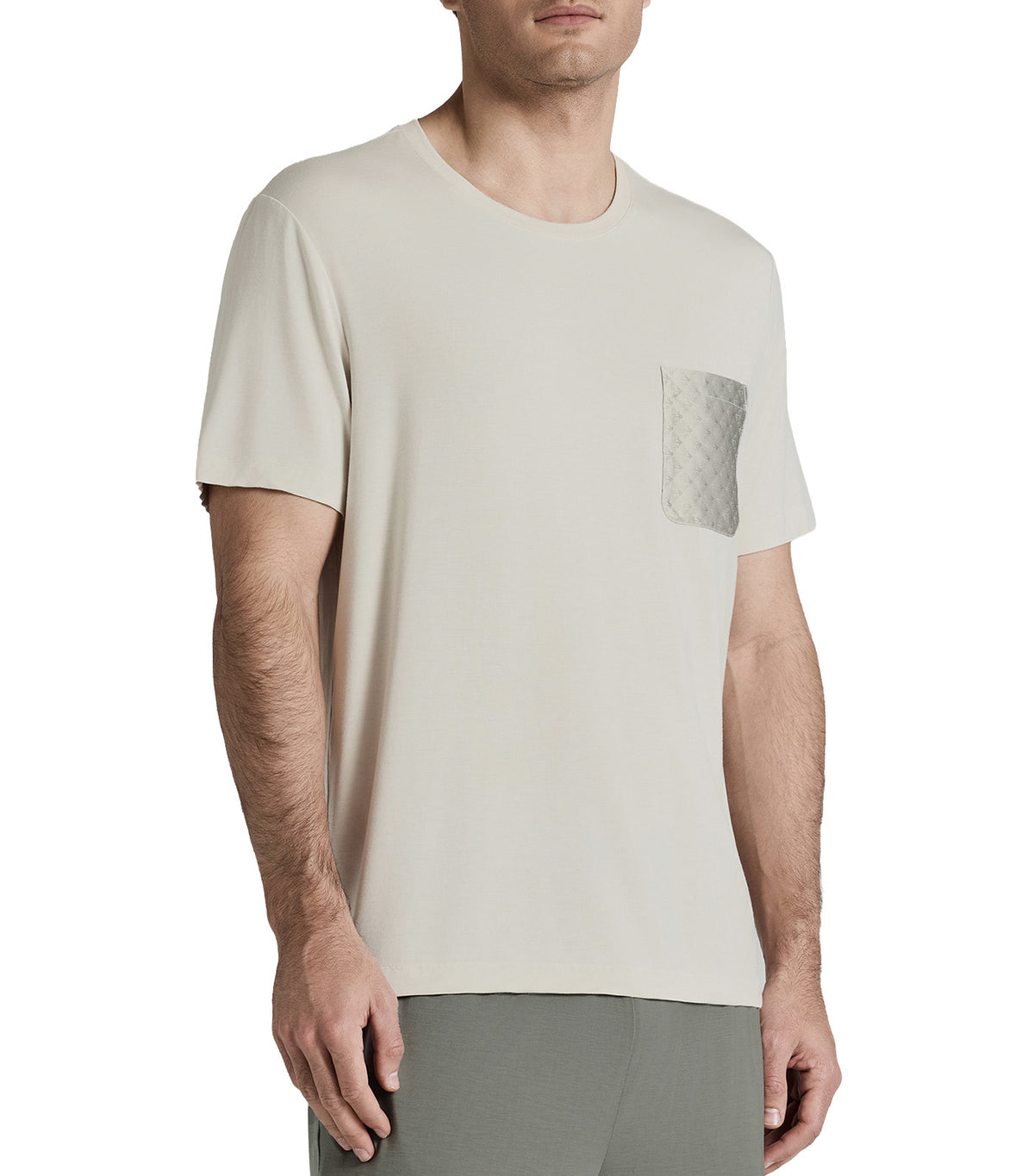 Men's Cooling Modal Lounge Short-Sleeve Top and Shorts Set Beige