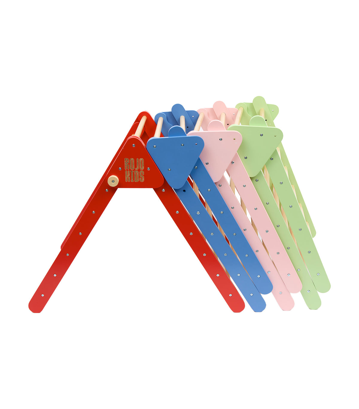 Pikler Triangle with Slide and Climb Board Blue