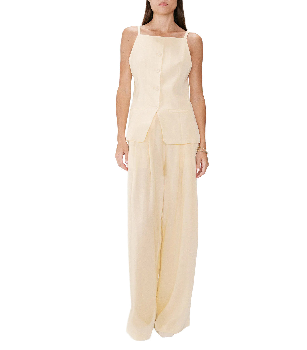 Winston Tencel and Linen Tailored Square-Neck Waistcoat Yellow