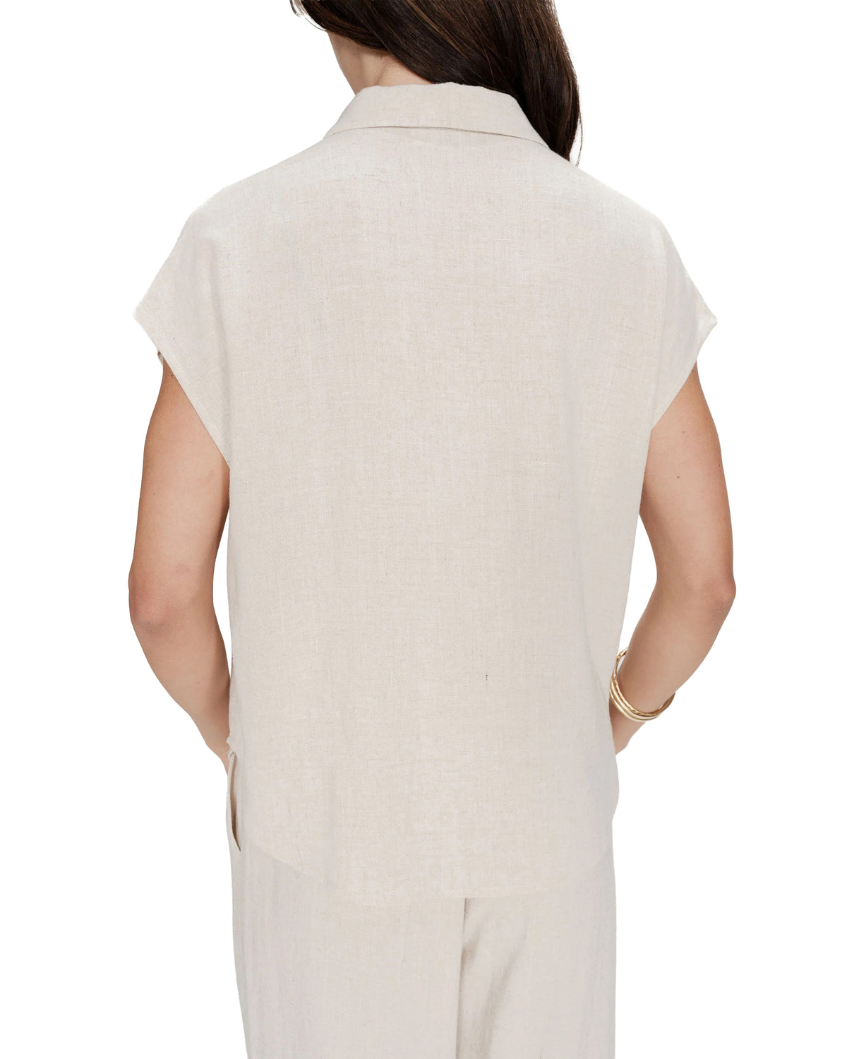 Perez Fluid Short-Sleeved Linen Shirt Sand