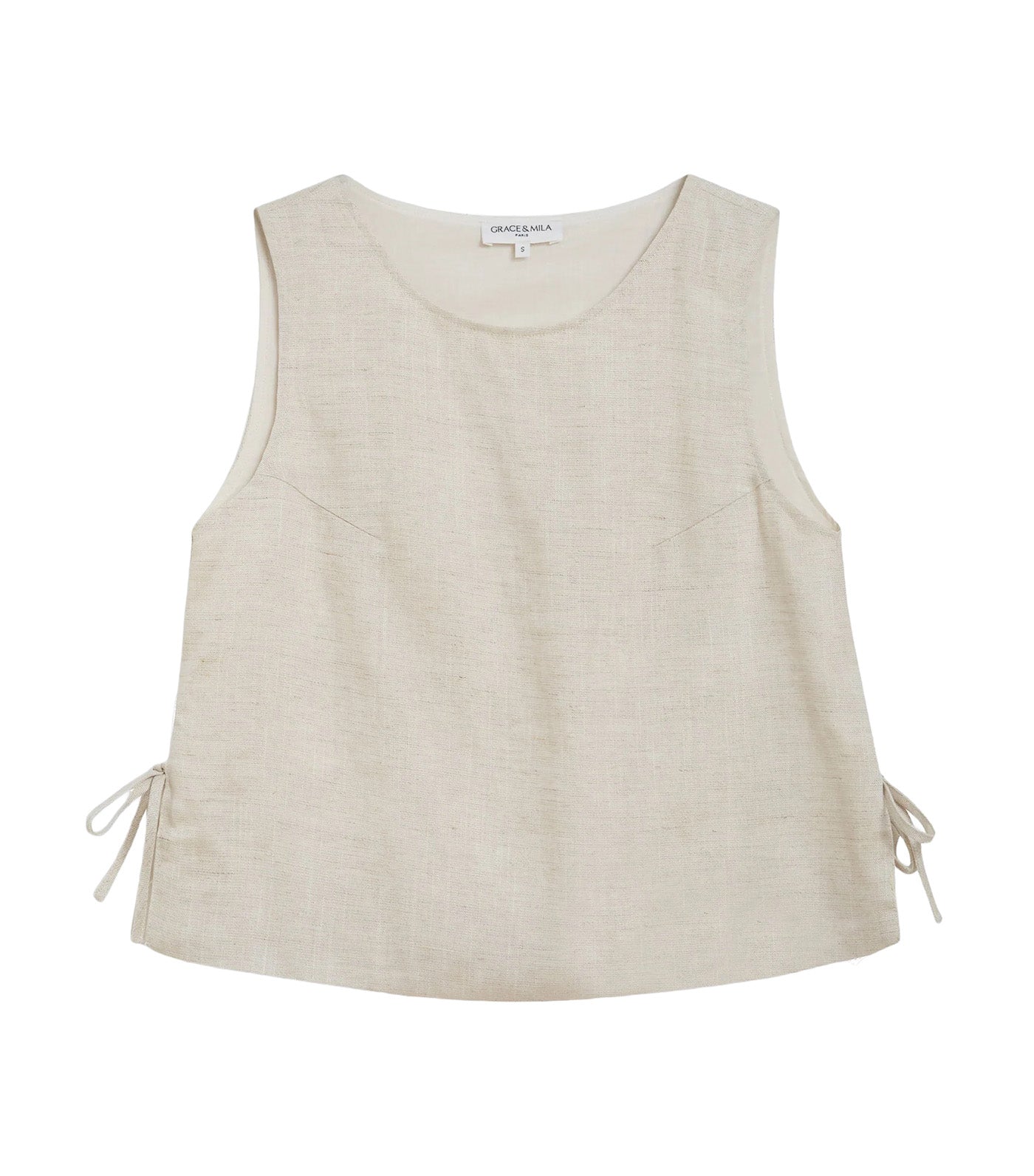 Wesca Straight-Cut Sleeveless Tie-Front Top Sand