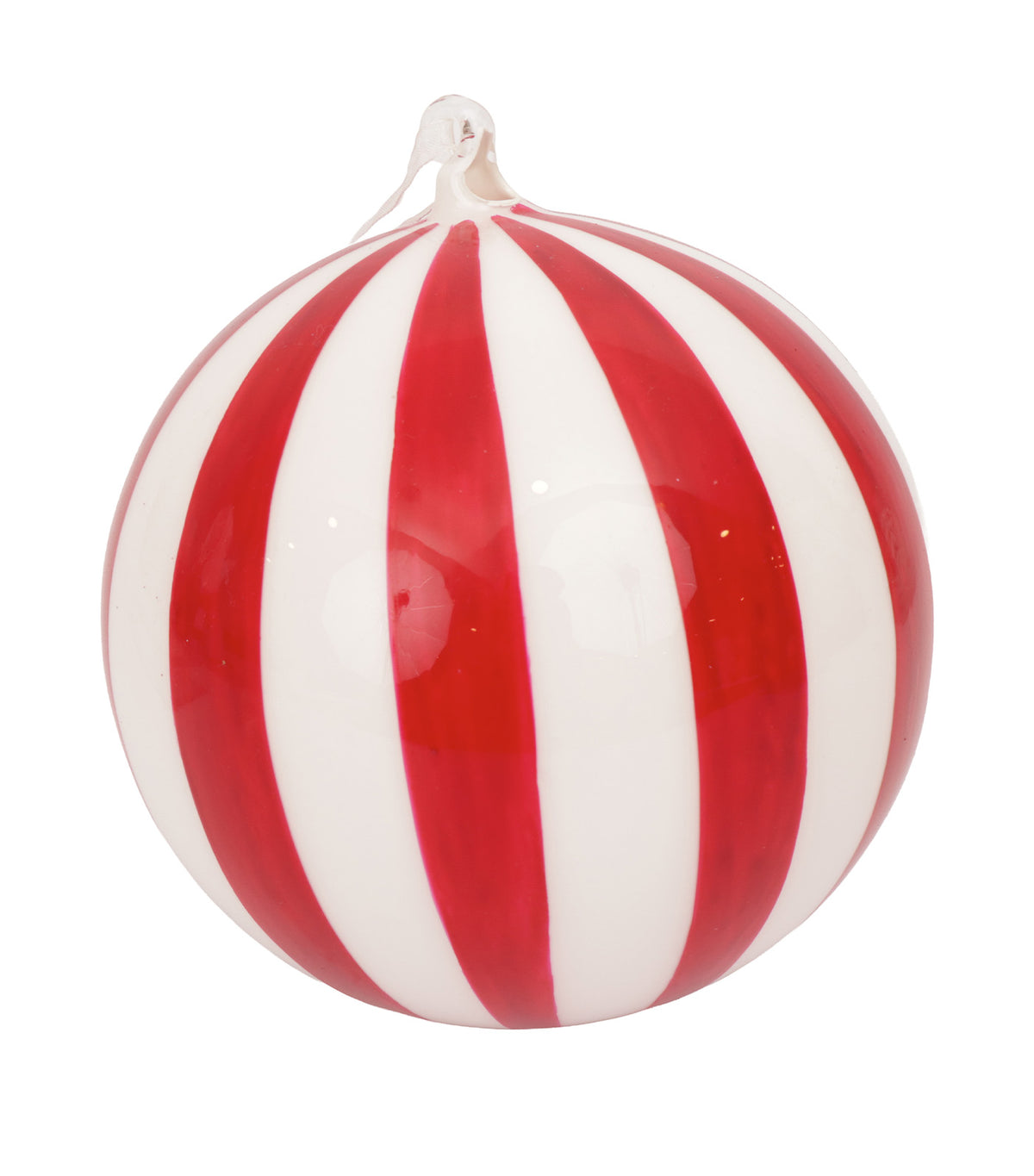 150mm Striped Glass Ball Red White