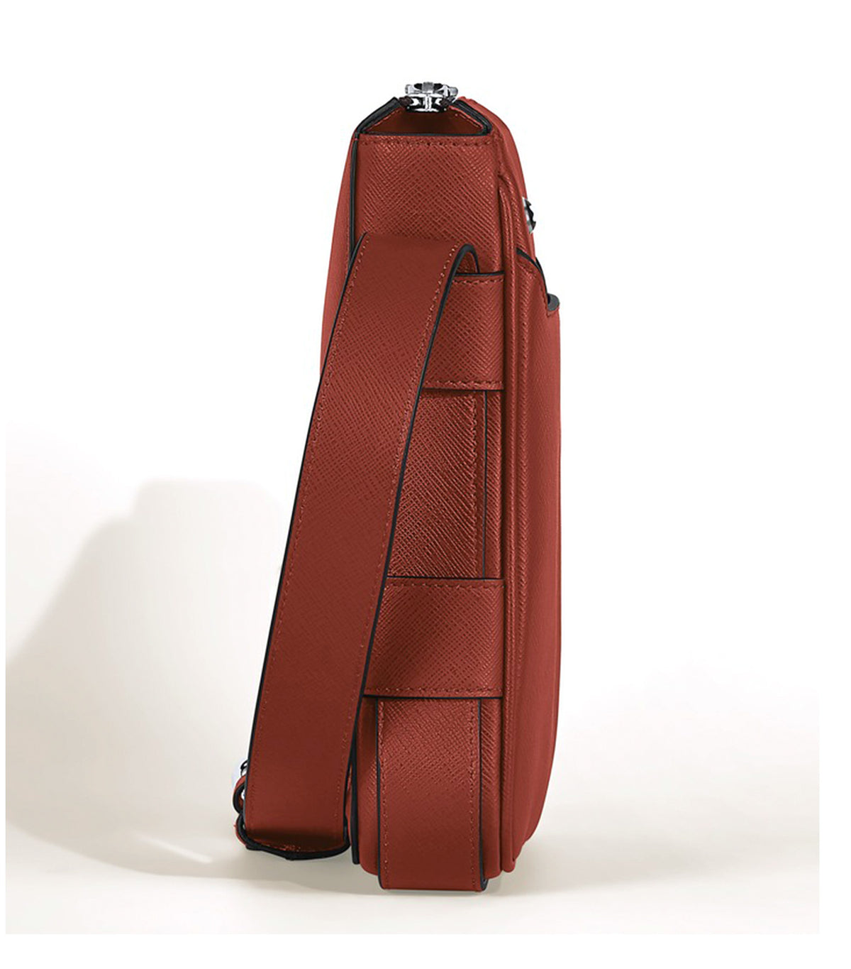 Vertical Belt Messenger Bag in Sartorial Leather Red