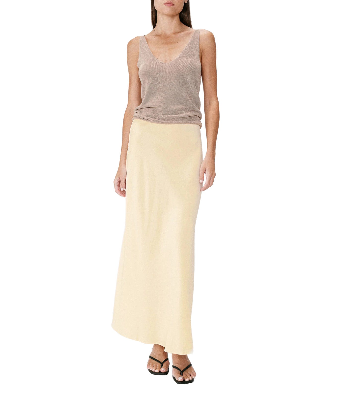 Winda High-Waisted Flared Maxi Skirt Yellow