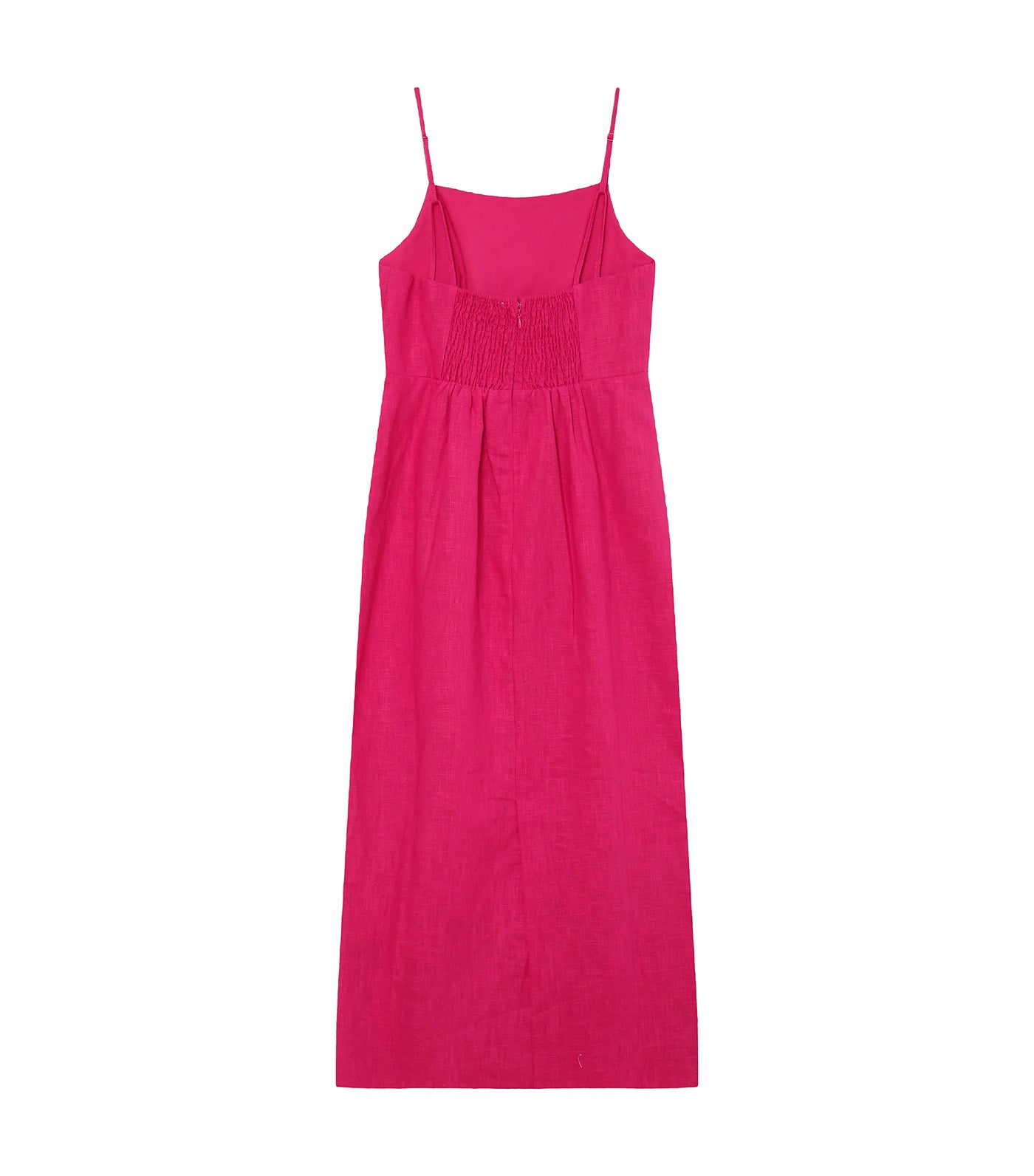 Veranys Fitted Square-Neck Long Linen Dress Fuchsia