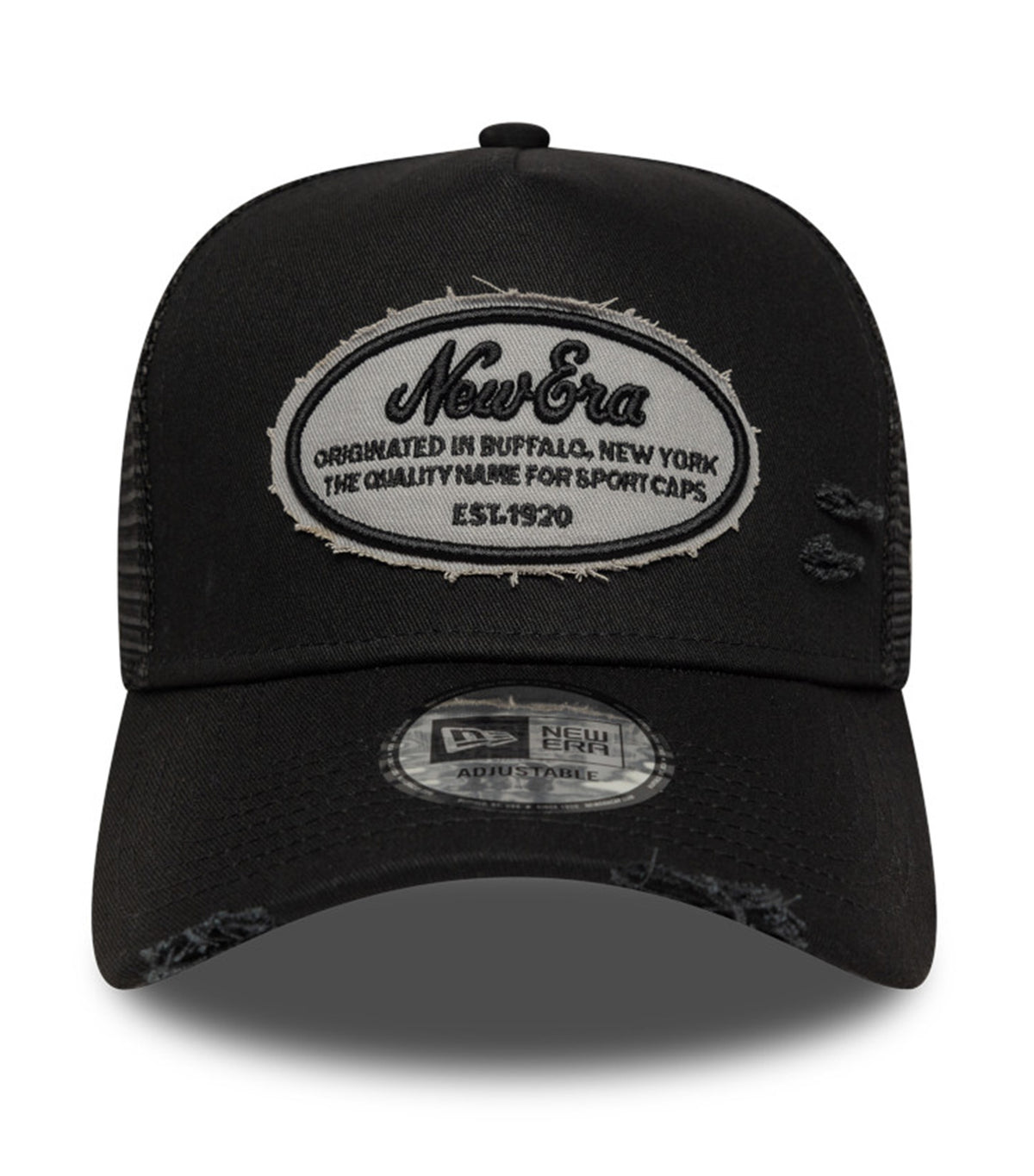 Oval Logo Canvas Distress 9FORTY E-Frame Trucker Snapback Cap Black