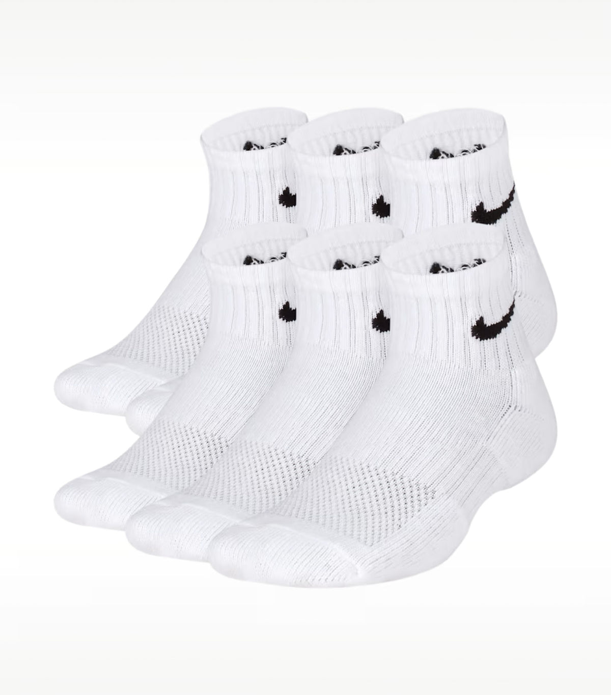 Everyday Kids' Cushioned Ankle Socks White/Black (6 Pairs)