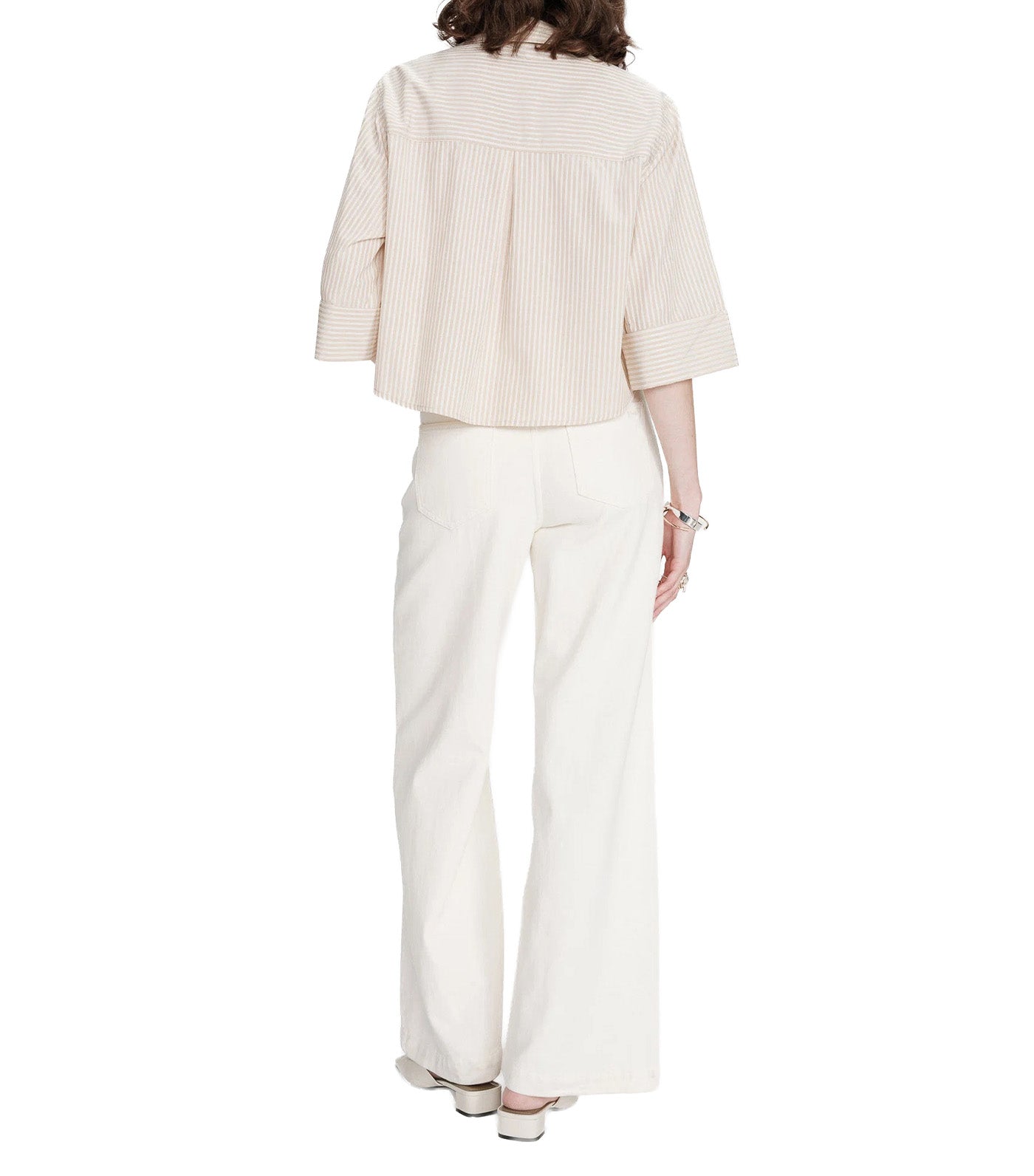 Voice Short Striped Shirt Sand