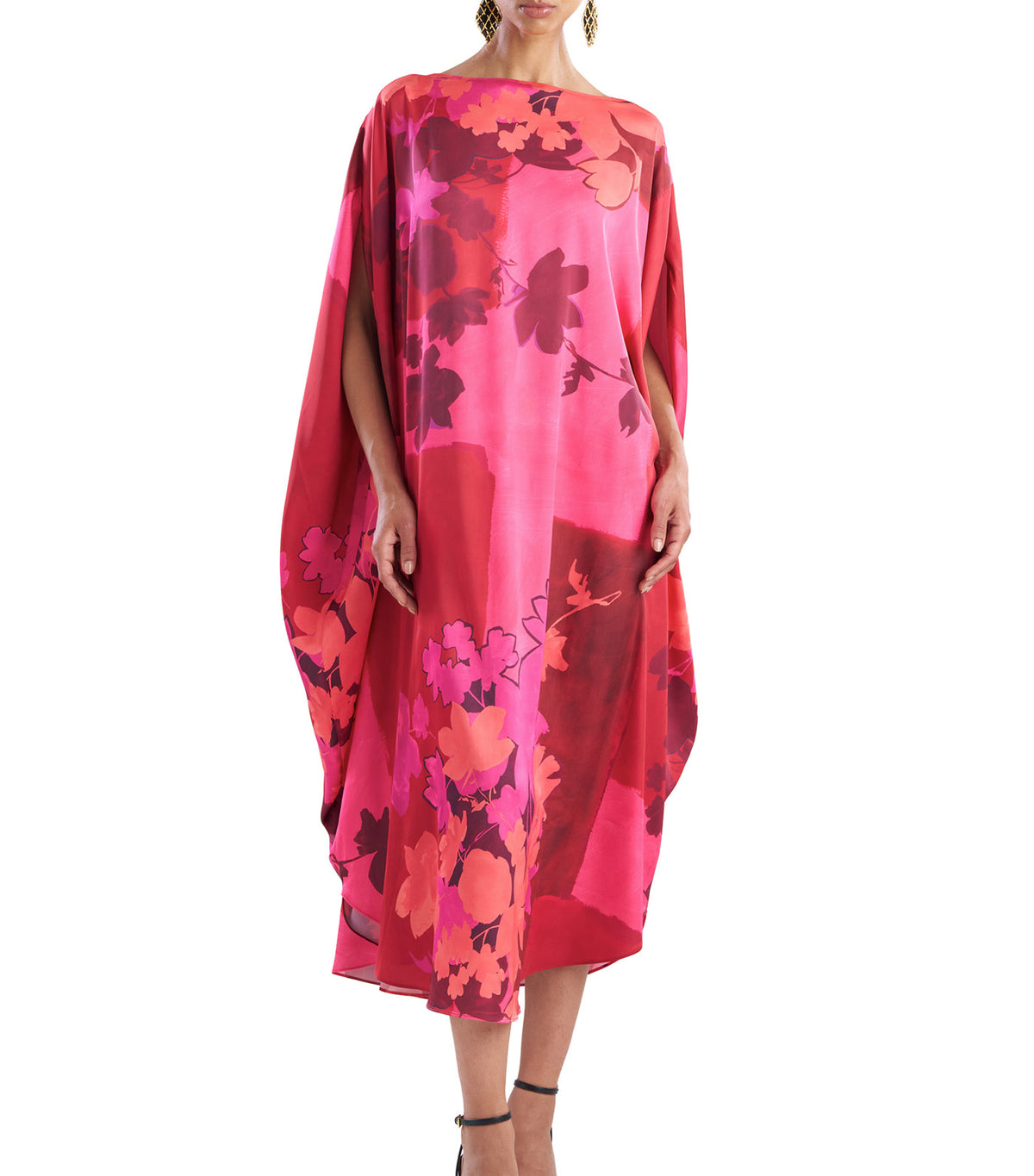 Coromandel Printed Stretch Satin Caftan Mag