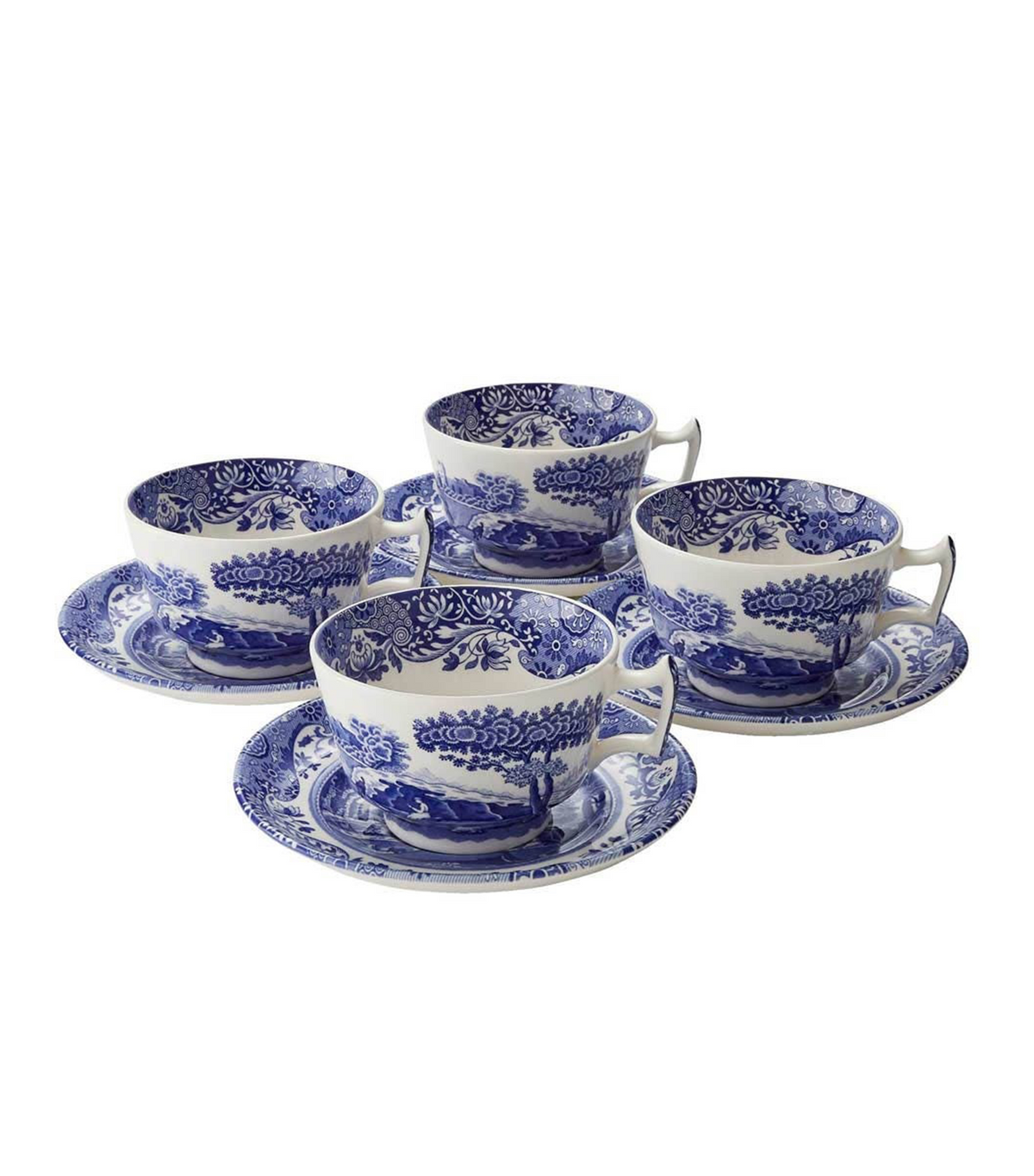 Blue Italian Breakfast Cup and Saucer Set of 4