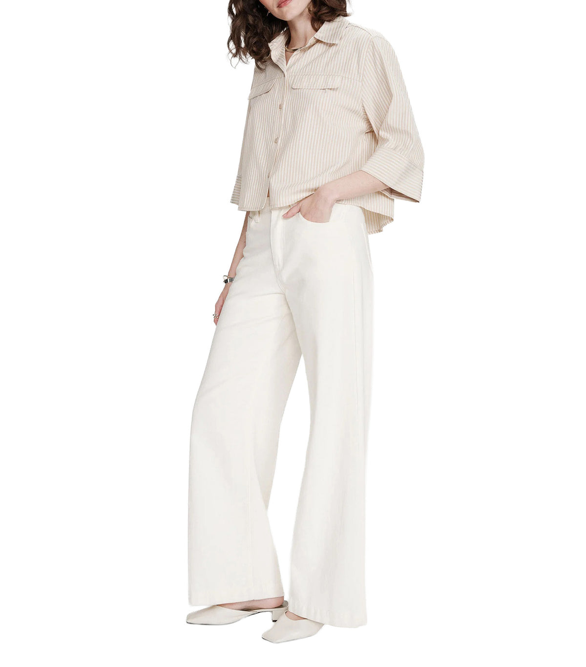 Voice Short Striped Shirt Sand
