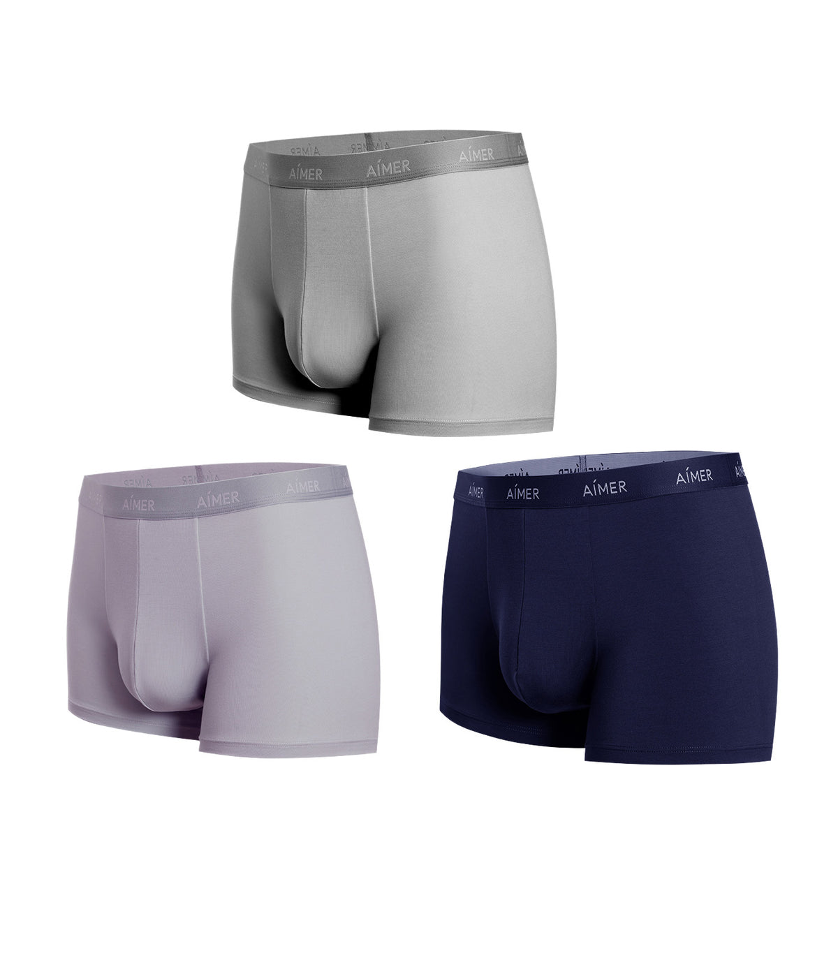 3-Pack Ultra Soft Elastic-Waistband Trunk Dark Blue/Gray/Light Purple