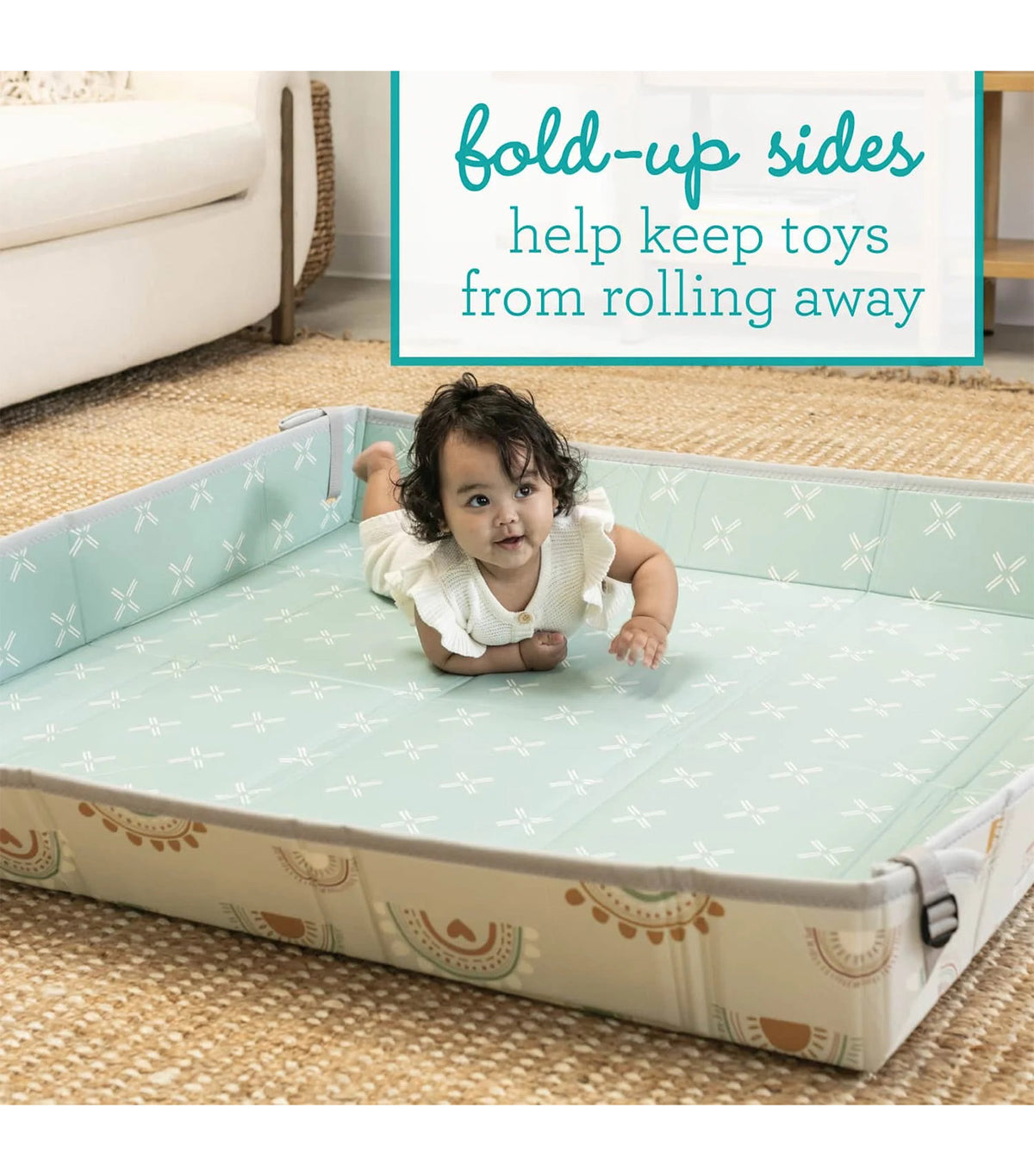 Foldable Soft Foam Mat Beige/Green
