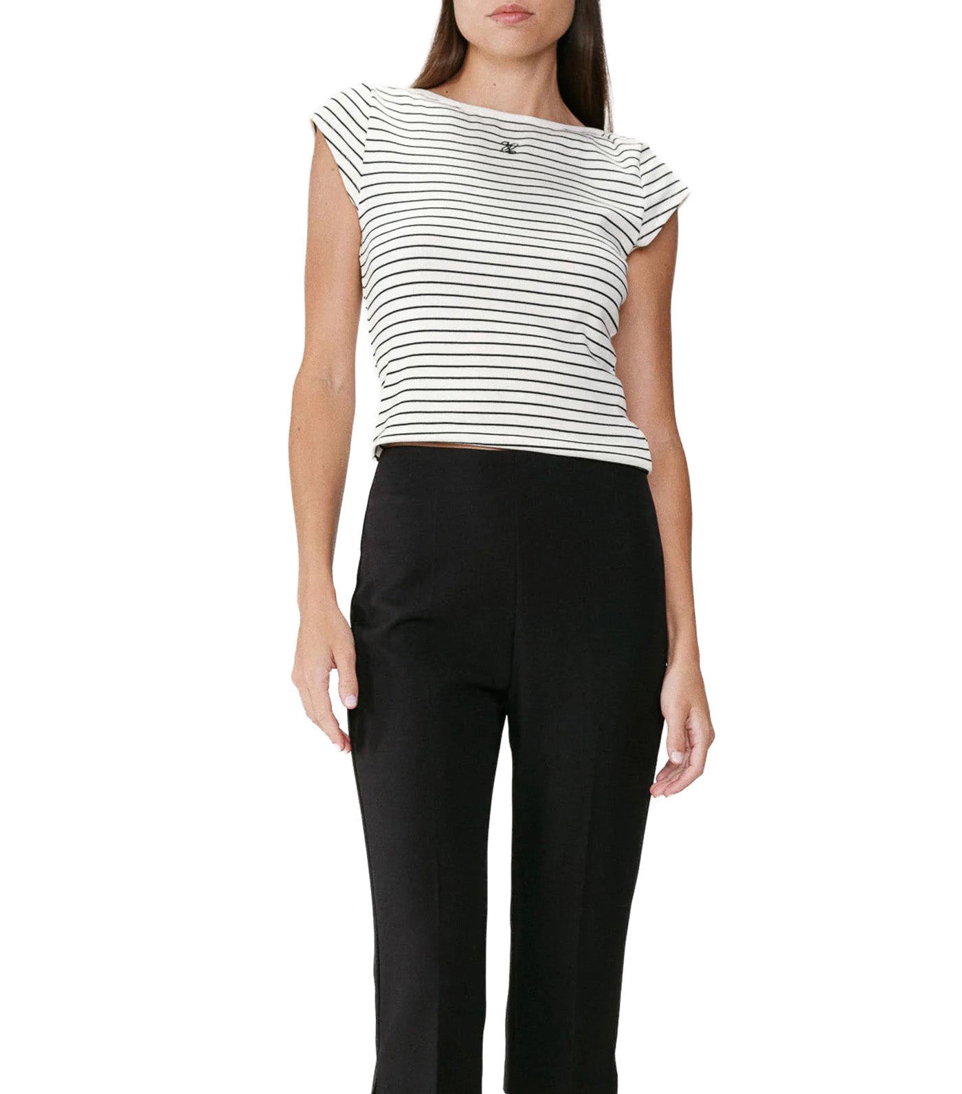 Where Fitted 7/8-Length Capri Trousers Black