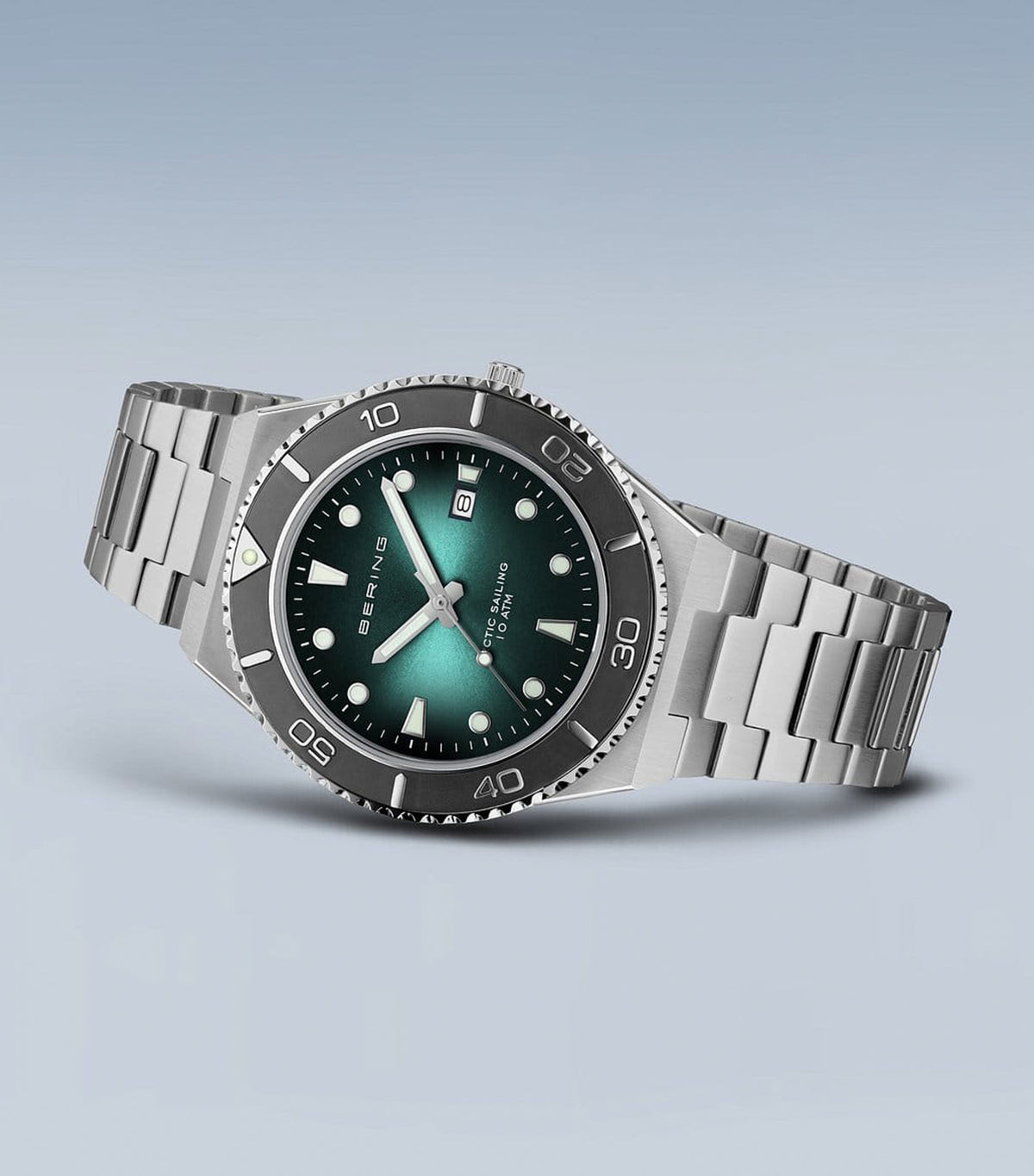 18940-708 Men's Arctic Sailing Steel Quartz Watch Silver/Green