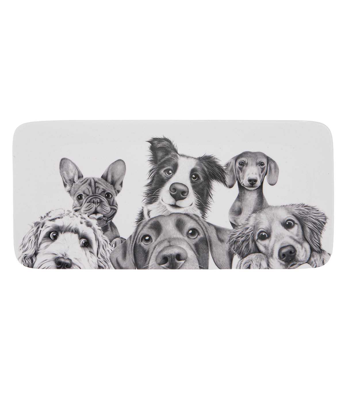 Peeking Pups Rectangle Platter