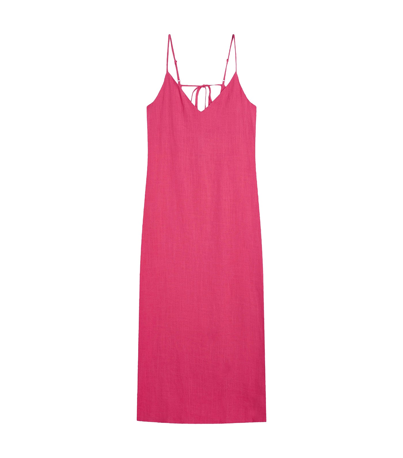 Wendra V-Neck Linen Maxi Dress Fuchsia