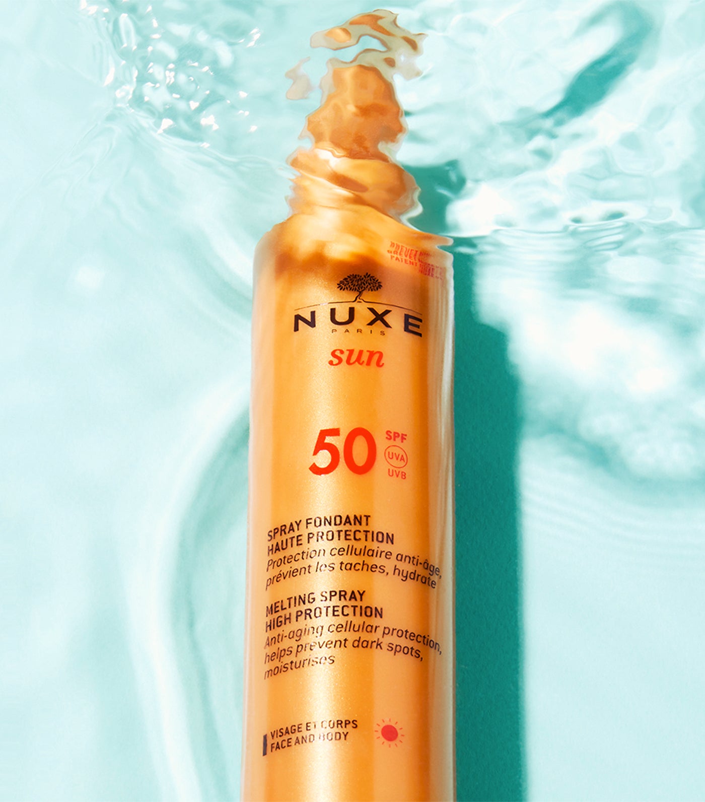 Nuxe Sun Delicious Melting Sun Spray High Protection SPF50 face and body