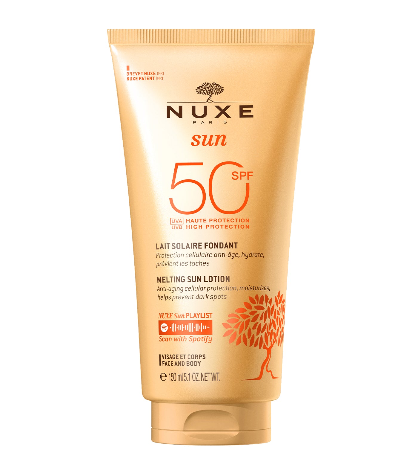 Nuxe Sun Melting Sun Lotion High Protection SPF50 face and body