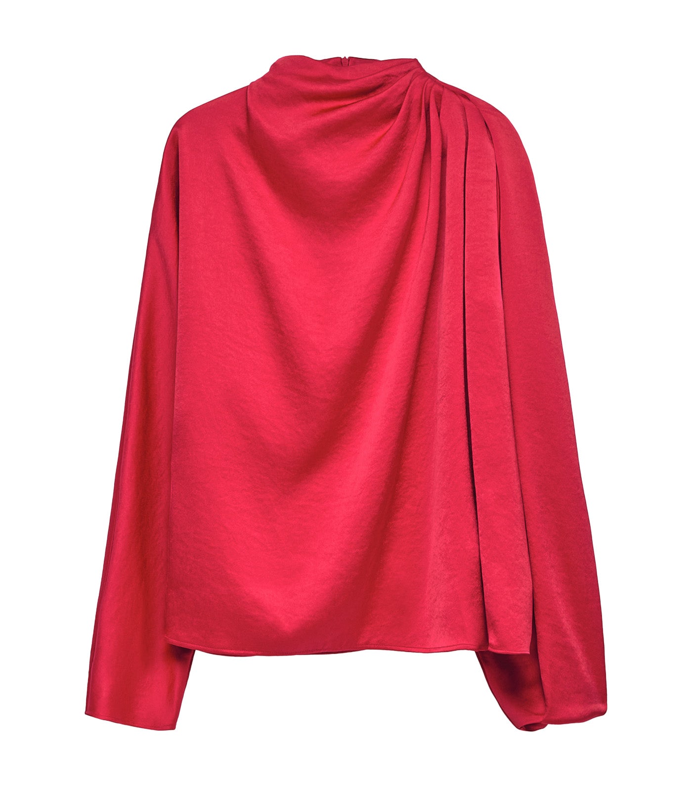 Draped Collar Satin Top Fuchsia